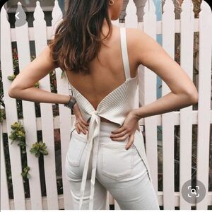 - - NWT Anthro current air ribbed tie back sweater tank L